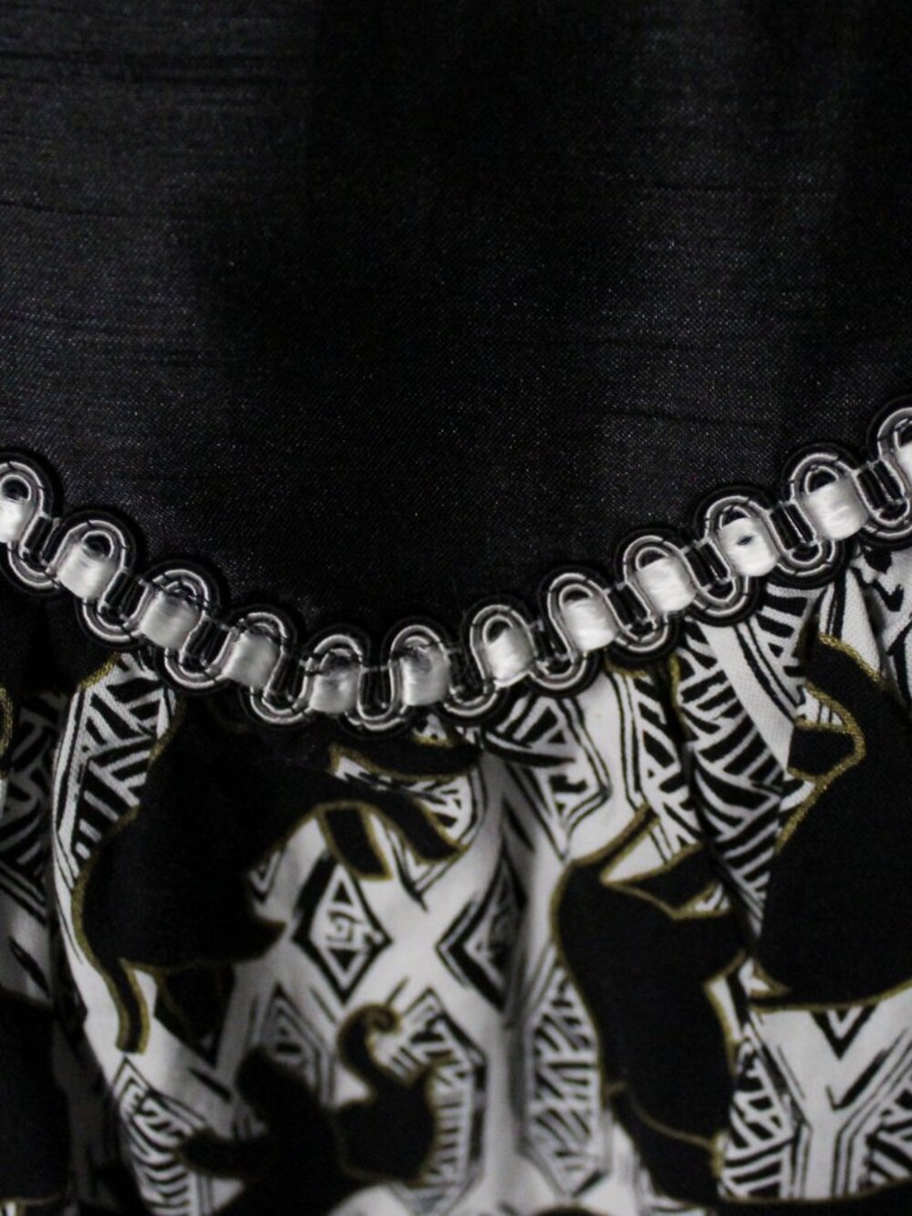 Vintage Handmade Black Gold Elephant Metallic Pinup Swing Dress S - Picture 7 of 8